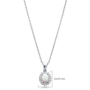 Oval Cut White <b>Opal</b> Stone CZ Design Turkish Handmade 925 Sterling Silver Trendy Wedding Gift Charm <b>Necklace</b> for Women - Product Image 2