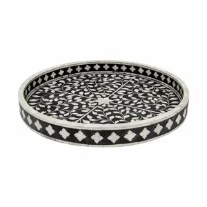 Utensilios de cocina hechos a mano con incrustaciones de hueso antiguo moderno, técnica pulida, bandeja decorativa para comida de desayuno para uso doméstico, artesanías naturales - Product Image 1
