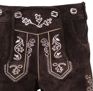 Pantalones cortos de cuero de mujer bávaro bordados Oktoberfest tipo exterior corto lavado oscuro decoración de botones de cintura media - Product Image 5