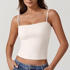 Camiseta sin mangas básica con doble forro para mujer, camisola sin mangas con Tirantes finos ajustables - Product Image 2