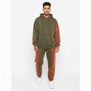 Ensemble de survêtement unisexe personnalisé délavé à l'acide, sweat à capuche surdimensionné et pantalon de jogging, tenue décontractée en deux pièces pour hommes et femmes - Product Image 5