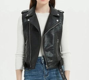 Chalecos de Moda de Alta Calidad para Mujer, Nuevo Chaleco de Piel de Oveja Transpirable al por Mayor, Elegante Chaleco de Cuero Auténtico de Fabricante - Product Image 4