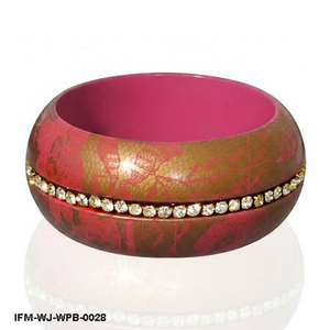 Handmade Wooden Painted Bangle for Women <b>Red</b> and Gold Floral Lacquer <b>Bracelet</b> Ethnic Indian Style Jewelry - Product Image 1