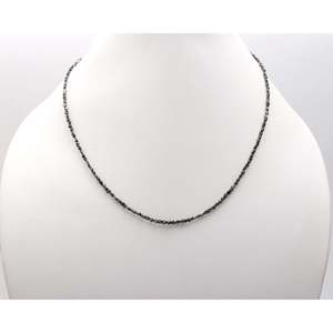 Collier unisexe en argent sterling 925 plaqué rhodium noir avec diamant noir non taillé de 2-3 mm, 16 pouces, pour un usage quotidien - Product Image 4