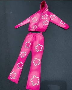 OEM Streetwear Heavyweight Sun Faded Survêtement Deux Pièces Ensemble Survêtement Délavé À L'acide Applique Patch À Capuche Ensemble - Product Image 1