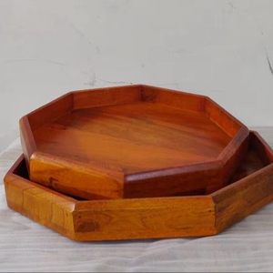 Nueva Bandeja Hexagonal de Madera Maciza para Servir en la Cocina, Mesa de Comedor, Aperitivos, Frutas, Té, Café y Decoración para el Hogar - Product Image 3