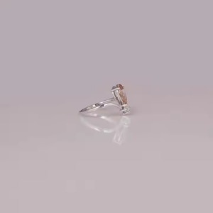 Bague de fiançailles en or massif 10 carats certifiée, poire rose et diamant de laboratoire taillé en rond, plaqué or et personnalisable - Product Image 4