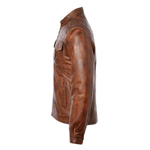 Veste en cuir véritable marron hommes pour motards cirés café Racer vestes de moto vintage toutes tailles avec logo et étiquette personnalisés - Product Image 2