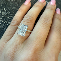 Elegante Diamante Radiante de 4 Quilates Cultivado en Laboratorio, Color F, Oro Sólido de 18K, Claridad VVS, Certificado IGI, Anillo de Compromiso Moderno para Mujer