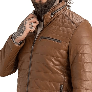 Chaqueta de moto de cuero genuino de calidad superior para hombre atemporal, elegante e ideal para ropa de otoño e invierno - Product Image 2
