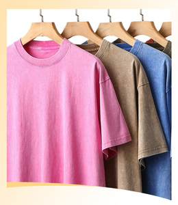 2025 Primavera Verano Vintage desgastado lavado hombres de gran tamaño personalizado su propio logotipo 100% algodón peso pesado lavado ácido camiseta para hombres - Product Image 4