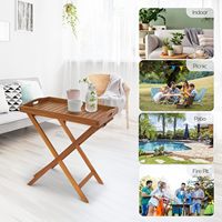 Table d'appoint pliante rectangulaire en bois d'acacia, durable, résistante aux intempéries, pour extérieur, vente en gros, idéale pour patio, table basse, salle à manger d'hôpital