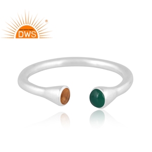 Best Selling Fine <b>Sterling</b> <b>Silver</b> Natural Green Onyx And Citrine Gemstone <b>Adjustable</b> <b>Ring</b> Custom Jewelry For Women Gift For Her - Product Image 2