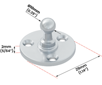 Support de fixation triangulaire vertical pour ressort à gaz avec support de bille en acier de 10 mm (0,39 po), nickelé et zingué, 2 mm