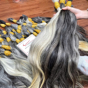 Venta al por mayor de lujosas extensiones de cabello humano vietnamita virgen cabello gris a granel para trenzar - Product Image 5