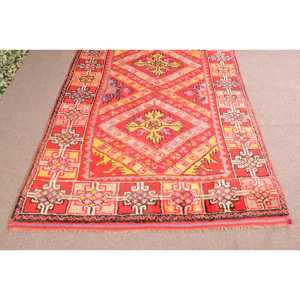 5.9x9.2 ft Turkish Rug, <b>Red</b> Bordered Vintage Rug <b>Wool</b> - Product Image 5