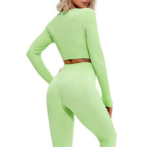 Nouvel arrivage de shorts solides de marque privée pour femmes ensembles d'entraînement de yoga respirants 2 pièces pour l'été 2024 - Product Image 2