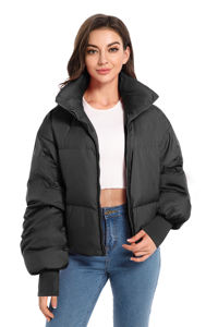 Women Winter Cropped Wear Luxury Bubble Jacket Custom Logo Outwear Zipper <b>Hooded</b> Puffer Jackets for <b>Ladies</b> - Product Image 3