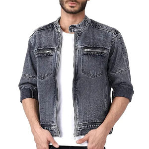 Chaqueta para Hombre, Azul, Lavado Ácido, Estilo Denim, Cuello Alto, Casual, Streetwear, Cierre de Botones, Venta al por Mayor, OEM - Product Image 1