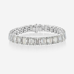 Asequible moda exquisita mujer 14K oro blanco oro y esmeralda corte diamantes reales tachonado lujo tenis pulseras al por mayor - Product Image 3