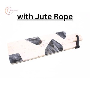 Classic Style Kitchenware Tabletop Marble Butcher Board White Custom Color Chopping Block Comfort Handle Modern Cooking Supply - Product Image 3