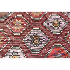 Tapis de 2,8 x 4 pieds, petit tapis turc, tapis abstrait rouge Kilim - Product Image 5