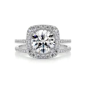 Ensemble de mariée Halo diamant rond pour femme - Product Image 1