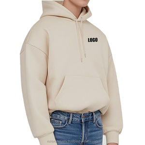 OEM Pull personnalisé Sweat à capuche pour homme 100% coton 400-500 Gsm Poids lourd surdimensionné recadrée Boxy Fit solide teint uni - Product Image 4