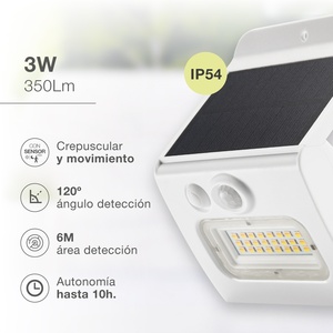 Lampada Solare da Parete LED Dimmerabile Egoda Bianca con Sensore 3W CCT 3000K / 4000K / 6500K (GSC 200210027) - Product Image 3