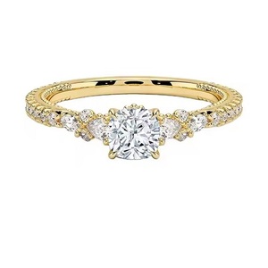 Clásico 925 Sterling Sliver D Color VVS corte redondo Moissanite halo oculto anillo de compromiso Simple para mujeres - Product Image 1