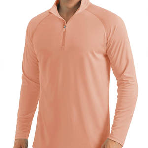 Polo para hombre, con cremallera de cuarto, cuello vuelto, manga larga, algodón, talla grande, ropa para exteriores, estilo informal, Polo de Color sólido para hombre - Product Image 1