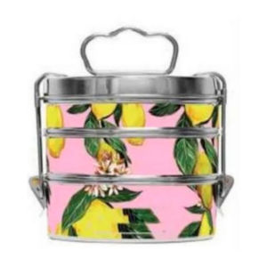 Esmalte impreso Acero inoxidable 3 niveles Clip Lock Tiffin vibrante Mughal patrón, oficina/escuela Picnic Carrier - Product Image 1