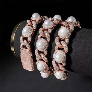 Bijoux Hip Hop entièrement en diamant chaîne à maillons cubains bijoux en diamant de laboratoire avec chaîne en or rose 14K pour hommes - Product Image 1