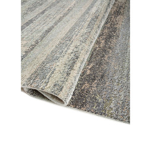 Tapis en laine et soie noués à la main Entropy Ivory, coton biologique, motif abstrait, pour couloir, salon, tapis en jute pour la décoration intérieure - Product Image 2