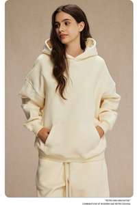 Autumn Winter Fleece <b>Lined</b> Oversized <b>Hoodie</b> and Sweatpants Set Streetwear Pullover Hooded Tracksuit for <b>Men</b> - Product Image 3
