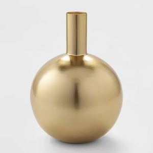 Vase à fleurs en métal de style moderne fait à la main pour la décoration intérieure et les arrangements de pièces maîtresses florales de mariage en aluminium et laiton - Product Image 1