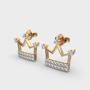 Lujo Royal-Inspired 10K oro amarillo Moissanite diamante corona en forma de pendientes moda romántica joyería de moda para mujeres niñas - Product Image 4