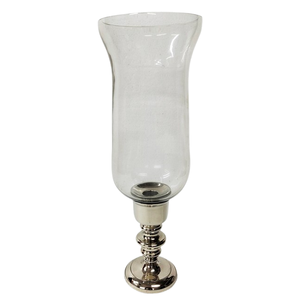 Portavelas de huracán con acabado plateado con portavelas votivo de vidrio para decoración de centros de mesa de vajilla de boda - Product Image 5