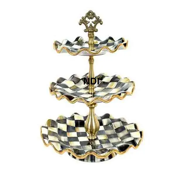 Handmade Design Metal Cake Stand Fruit Cake Serving Table Top Decoration Cake Platter Stand Rounded Shape