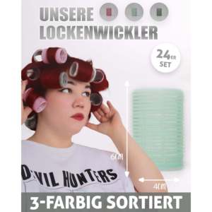 Lot de 24 bigoudis en plastique, rouleaux à cheveux en soie de 4 cm et 6 cm de diamètre, pour coiffure à froid, modèles cylindriques et en forme de tige - Product Image 2