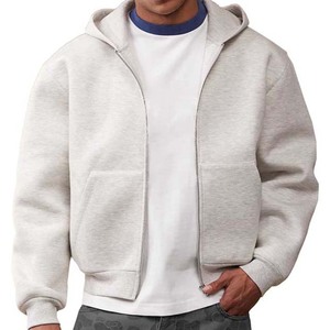 Sudaderas con capucha con cremallera y logotipo personalizado para hombre, ropa informal de gran tamaño en blanco de alta calidad, de algodón grueso y pesado, 100% - Product Image 1