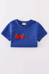 ชุดเดรสกางเกงขาสั้นลายแอปเปิ้ลสีฟ้าสำหรับเด็กวัยหัดเดินและเด็ก - Product Image 5