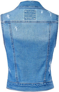 Chaleco vaquero recortado informal para mujer, estilo informal, ecológico, a prueba de viento y transpirable, logotipo personalizado y opciones de color - Product Image 2