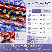 Tissu satiné imprimé à motifs personnalisés, très demandé, OEM ODM, pour robes, chemises, foulards et textiles de maison