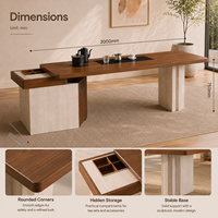 Table basse moderne en bois écologique avec tiroir de rangement et base en pierre pour salon, meubles de maison