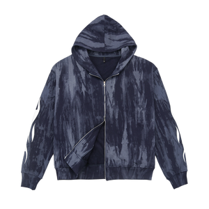 2025 à la mode personnalisé hommes poids lourd surdimensionné français éponge coton Vintage lavage à l'acide blanc pleine fermeture éclair à capuche - Product Image 1