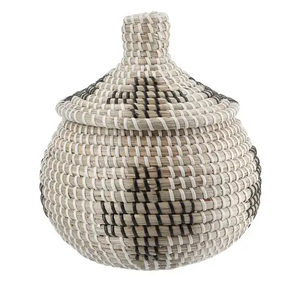 New cỏ biển giặt giỏ Việt Nam thanh lịch quần áo lưu trữ giỏ với nắp bán buôn trang trí tre <span class=keywords><strong>wicker</strong></span> dệt sản phẩm - Product Image 5