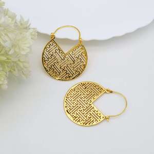 Pendientes de aro de latón de diseñador bohemio a la moda chapados en oro de 18 quilates, peso ligero, joyería única para oreja, regalo para mujer, accesorios - Product Image 3