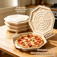 Contenants à pizza octogonaux en bagasse compostables et écologiques, résistants et anti-graisse, pour la livraison de repas en restaurant