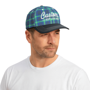 Gorras de Béisbol a Cuadros con Logotipo Personalizado, Gorras de 6 Paneles Sin Estructura, Gorras de Tela Estampada, Gorras Unisex de Alta Calidad - Product Image 1